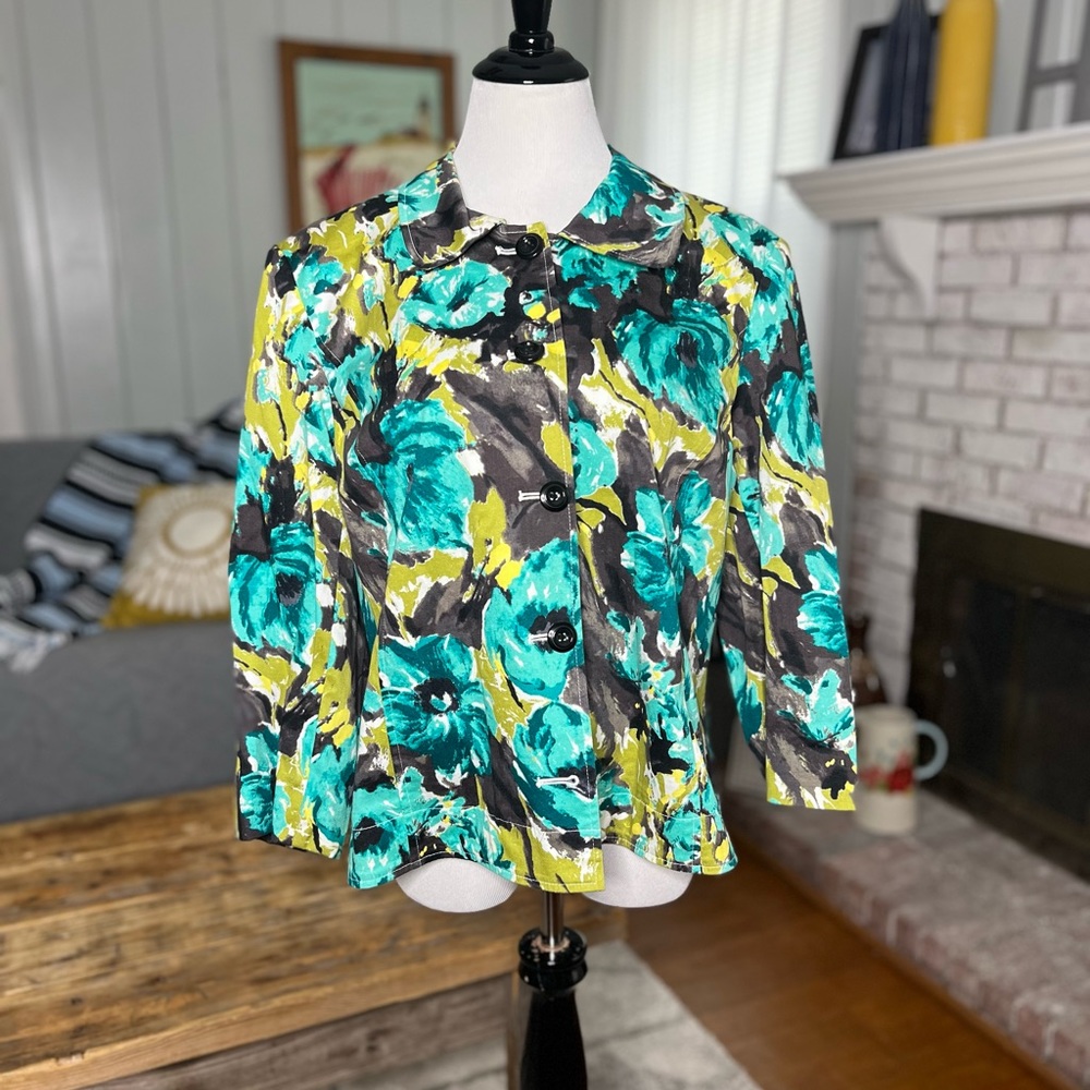 RQT Petite Turquoise/Yellow Floral Jacket